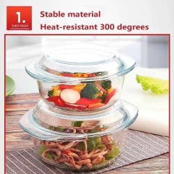 3pcs Glass Casserole Dish with Lid
