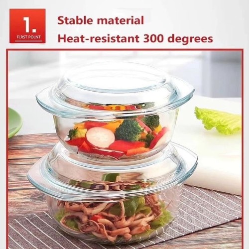 3pcs Glass Casserole Dish with Lid 3pcs Glass Casserole Dish with Lid