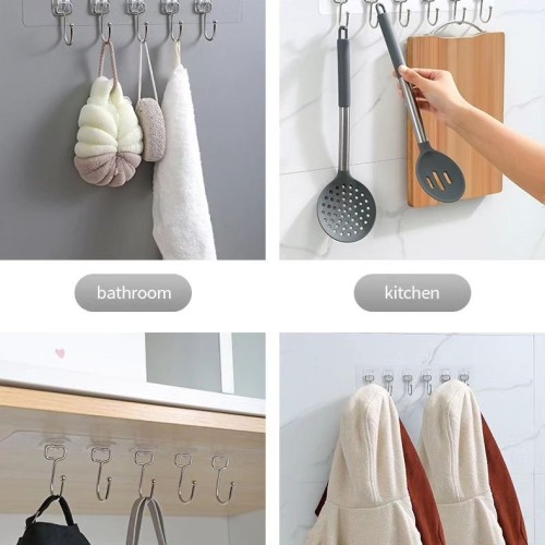 Self-Adhesive Wall Hanger with 6 Hooks