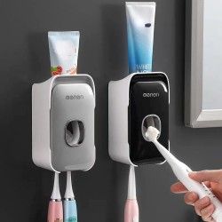 Toothpaste Dispenser with 2-Slot Toothbrush Holder Toothpaste Dispenser with 2-Slot Toothbrush Holder