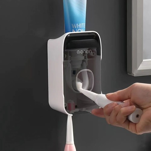Toothpaste Dispenser with 2-Slot Toothbrush Holder Toothpaste Dispenser with 2-Slot Toothbrush Holder