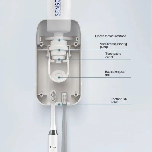 Toothpaste Dispenser with 2-Slot Toothbrush Holder Toothpaste Dispenser with 2-Slot Toothbrush Holder