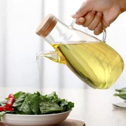 Glass Oil/Vinegar Dispenser with Bamboo Lid Glass Oil/Vinegar Dispenser with Bamboo Lid