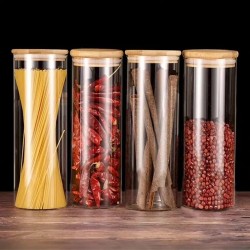 Glass Spaghetti/Cereal Storage Jar with Bamboo Lid