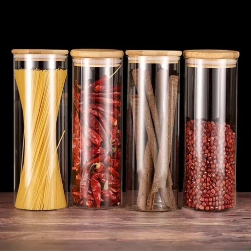 Glass Spaghetti/Cereal Storage Jar with Bamboo Lid Glass Spaghetti/Cereal Storage Jar with Bamboo Lid