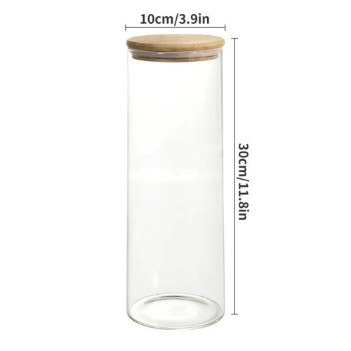 Glass Spaghetti/Cereal Storage Jar with Bamboo Lid