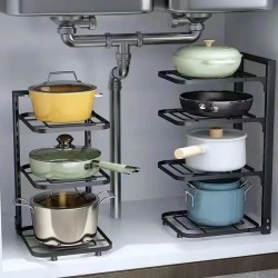 4-Layer Stainless Steel Kitchen Pot Rack