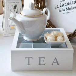 Bamboo Tea Bag Organizer with 9 Compartments