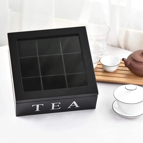 Bamboo Tea Bag Organizer with 9 Compartments Bamboo Tea Bag Organizer with 9 Compartments