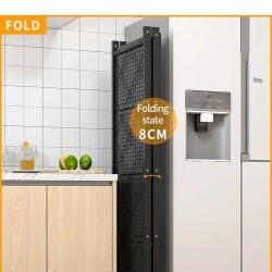Foldable Kitchen Metallic Storage Rack with Wheels