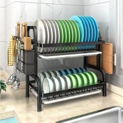 Heavy Duty 2-Tier Dish Rack with Cutlery Holder Heavy Duty 2-Tier Dish Rack with Cutlery Holder