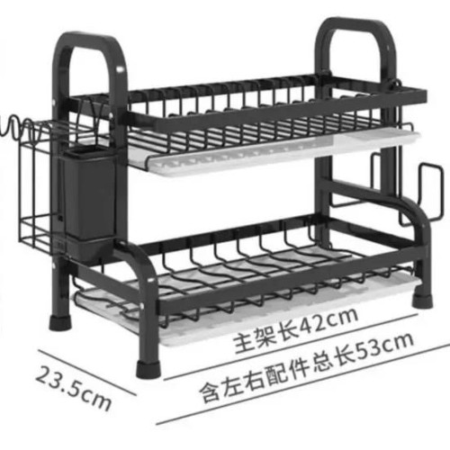 Heavy Duty 2-Tier Dish Rack with Cutlery Holder Heavy Duty 2-Tier Dish Rack with Cutlery Holder