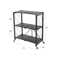 Foldable Kitchen Metallic Storage Rack with Wheels