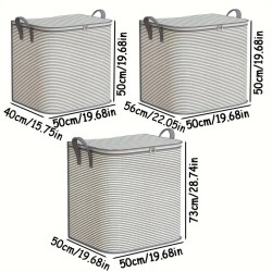 Striped Quilt/Duvet/Closet Organizer/Luggage Storage Bags-Set of 3pcs