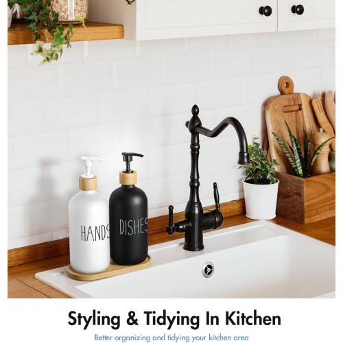 2-in-1 Soap Dispenser with Bamboo Tray 2-in-1 Soap Dispenser with Bamboo Tray