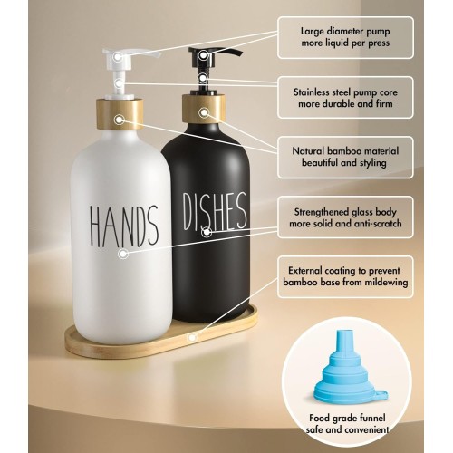 2-in-1 Soap Dispenser with Bamboo Tray 2-in-1 Soap Dispenser with Bamboo Tray