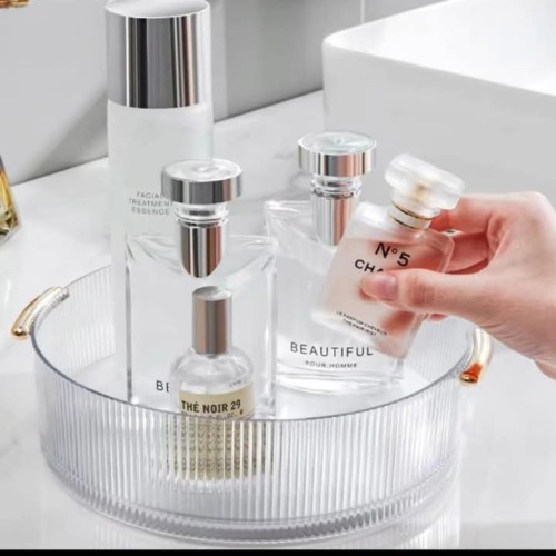 Ribbed Acrylic Lazy Susan/ Cosmetic Organizer