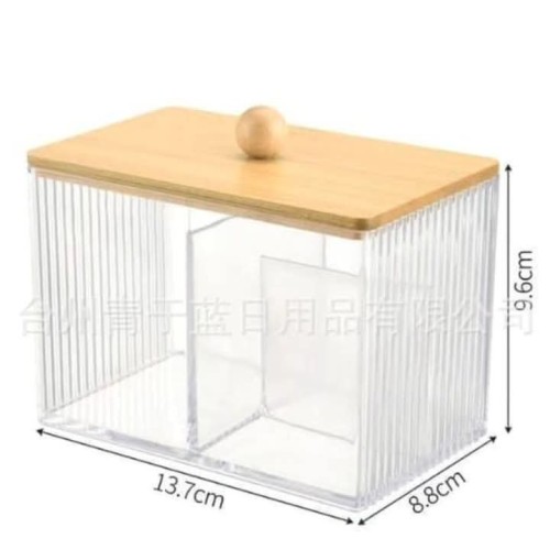 Acrylic Earbuds Organizer With Bamboo Cover Acrylic Earbuds Organizer With Bamboo Cover