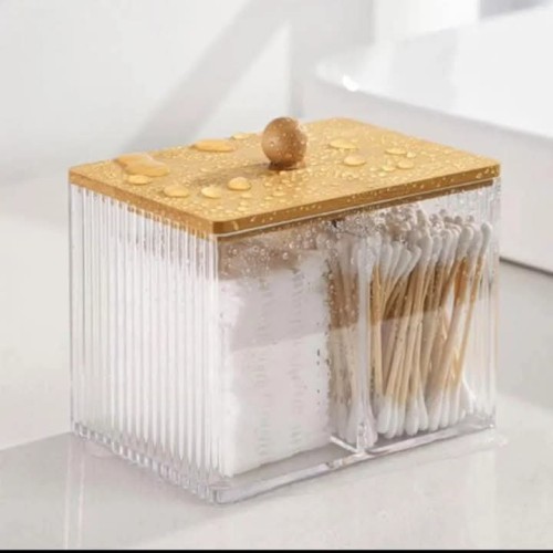 Acrylic Earbuds Organizer With Bamboo Cover Acrylic Earbuds Organizer With Bamboo Cover
