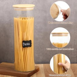 Glass Spaghetti/Cereal Jar With Airtight Bamboo Lid