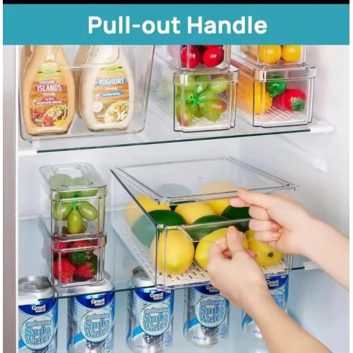7pcs Stackable Acrylic Fridge Organizer Tins With Lid 7pcs Stackable Acrylic Fridge Organizer Tins With Lid