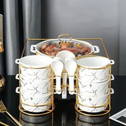 15pcs Nordic Ceramic Soup Pot Binaural Soup Bowl Set 15pcs Nordic Ceramic Soup Pot Binaural Soup Bowl Set