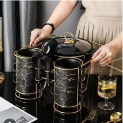15pcs Nordic Ceramic Soup Pot Binaural Soup Bowl Set
