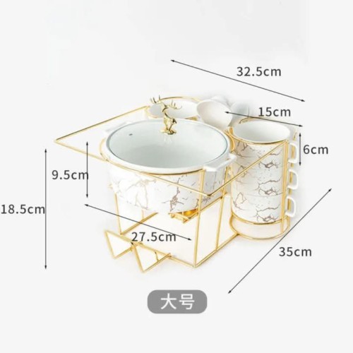 15pcs Nordic Ceramic Soup Pot Binaural Soup Bowl Set