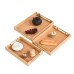 3-Piece Eco-Friendly Bamboo Serving Tray Set With Gold Handles