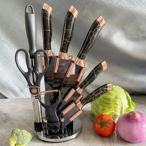 9PCS Marble Design Kitchen Knife Set