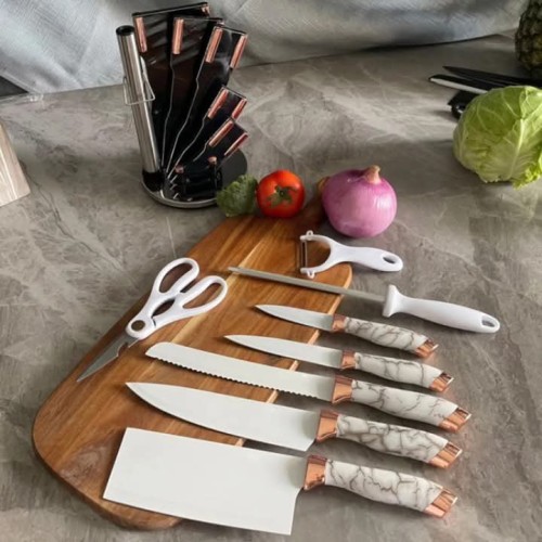 9PCS Marble Design Kitchen Knife Set