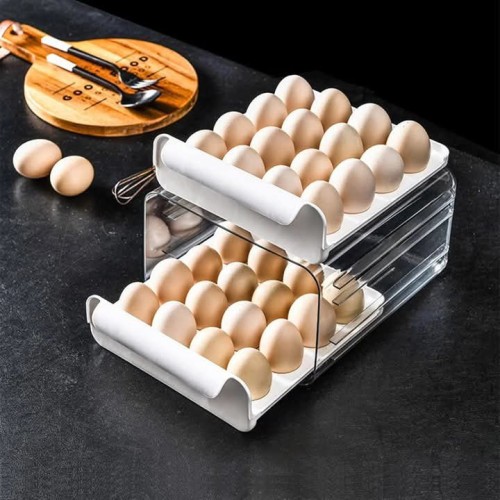 Two-Layer Acrylic Stackable Egg Drawer Tray