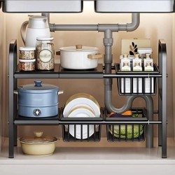 Under The Sink Adjustable 2-Tier Rack