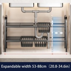 Under The Sink Adjustable 2-Tier Rack