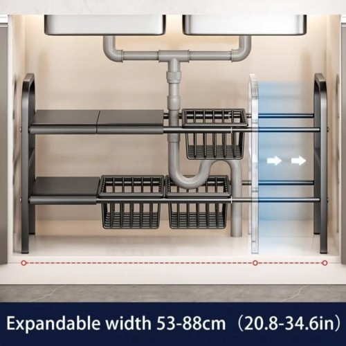 Under The Sink Adjustable 2-Tier Rack