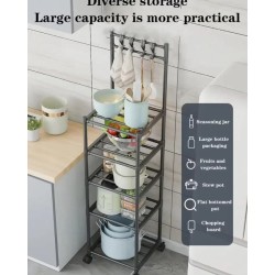 5-Tier Multi-Purpose Rack With Hooks