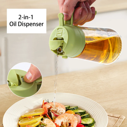 2in 1 Oil Dispenser – Dual Spray & Pour Bottle for Cooking, Baking & Grilling 2in 1 Oil Dispenser – Dual Spray & Pour Bottle for Cooking, Baking & Grilling