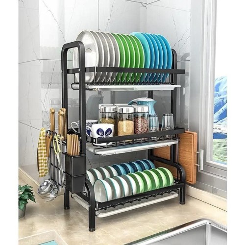 Heavy duty 3 tier dish rack with cutlery holder Heavy duty 3 tier dish rack with cutlery holder