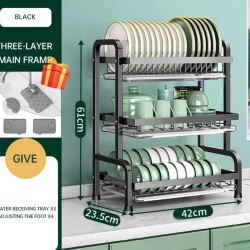 Heavy duty 3 tier dish rack with cutlery holder
