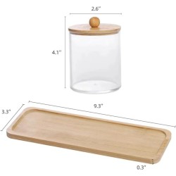 3-Piece Acrylic Swab Storage Organizer With Bamboo Holder