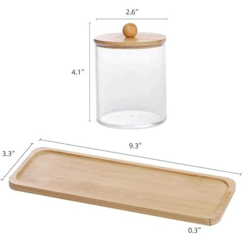 3-Piece Acrylic Swab Storage Organizer With Bamboo Holder 3-Piece Acrylic Swab Storage Organizer With Bamboo Holder