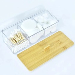 3-Compartment Acrylic Cotton Swab Organizer 3-Compartment Acrylic Cotton Swab Organizer
