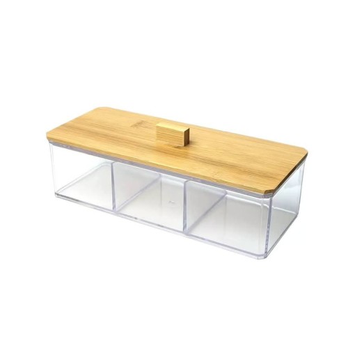3-Compartment Acrylic Cotton Swab Organizer