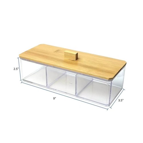 3-Compartment Acrylic Cotton Swab Organizer