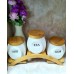 3Pcs Ceramic Canisters Set With Bamboo Stand