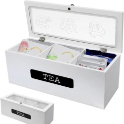 3 Compartment Tea Bag Organizer – Handmade Pine Wood Storage Box 3 Compartment Tea Bag Organizer – Handmade Pine Wood Storage Box