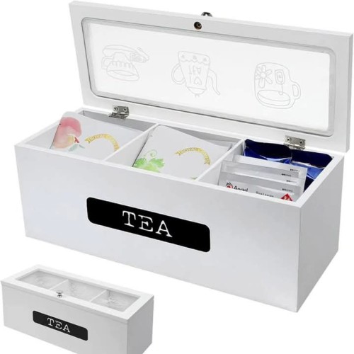 3 Compartment Tea Bag Organizer – Handmade Pine Wood Storage Box 3 Compartment Tea Bag Organizer – Handmade Pine Wood Storage Box