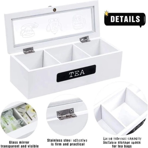 3 Compartment Tea Bag Organizer – Handmade Pine Wood Storage Box 3 Compartment Tea Bag Organizer – Handmade Pine Wood Storage Box