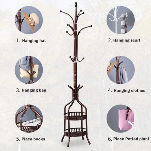 Heavy Duty Wrought Iron Coat/Handbag Floor Standing Rack