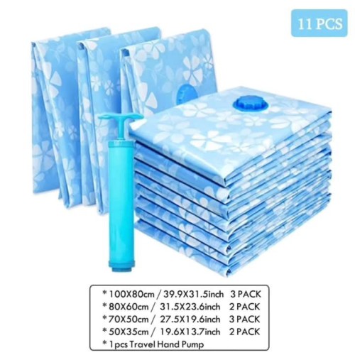 11pcs Vacuum Compression Storage Bags with Hand Pump – Space-Saving Vacuum Storage Solution 11pcs Vacuum Compression Storage Bags with Hand Pump – Space-Saving Vacuum Storage Solution